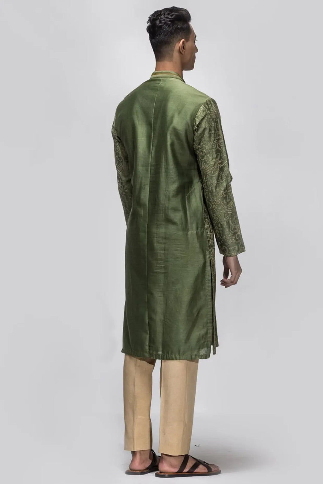 Mehendi Green Floral Embroidery Kurta - Asuka Couture