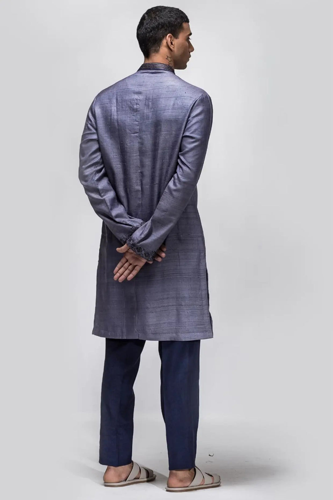 Purple tribal design Embroidered Kurta - Asuka Couture