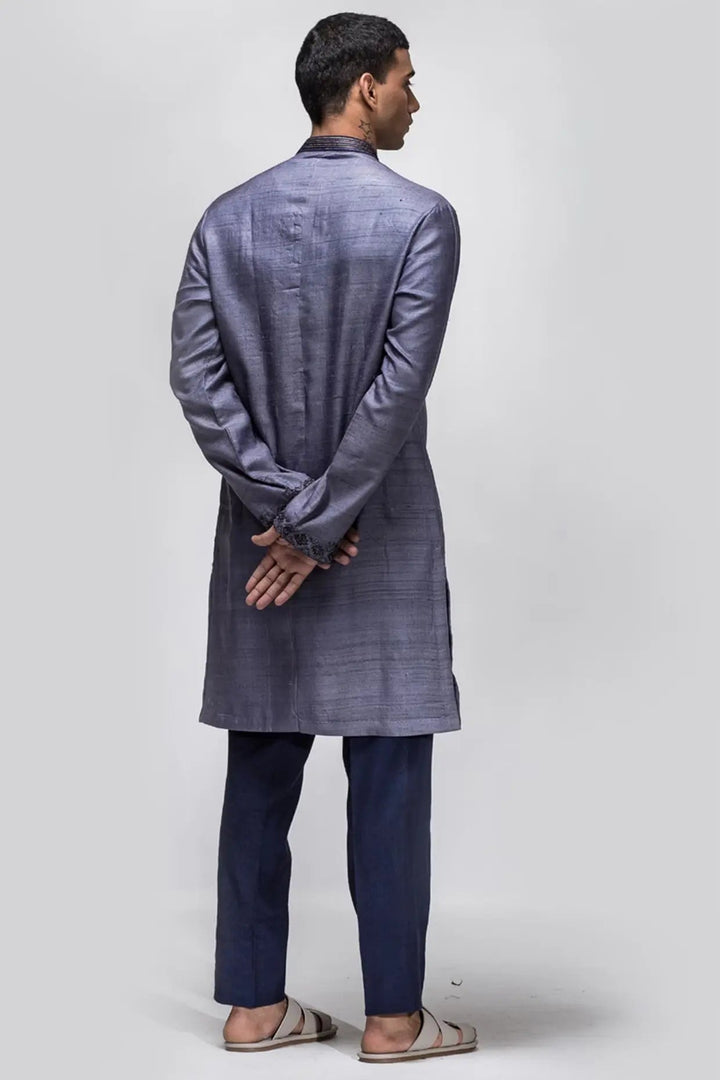 Purple tribal design Embroidered Kurta - Asuka Couture