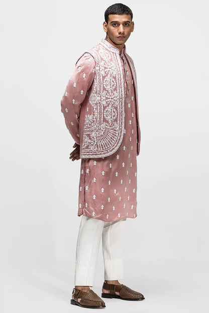 Monochrome Pink booti motif Dori Panel work Bundi Set