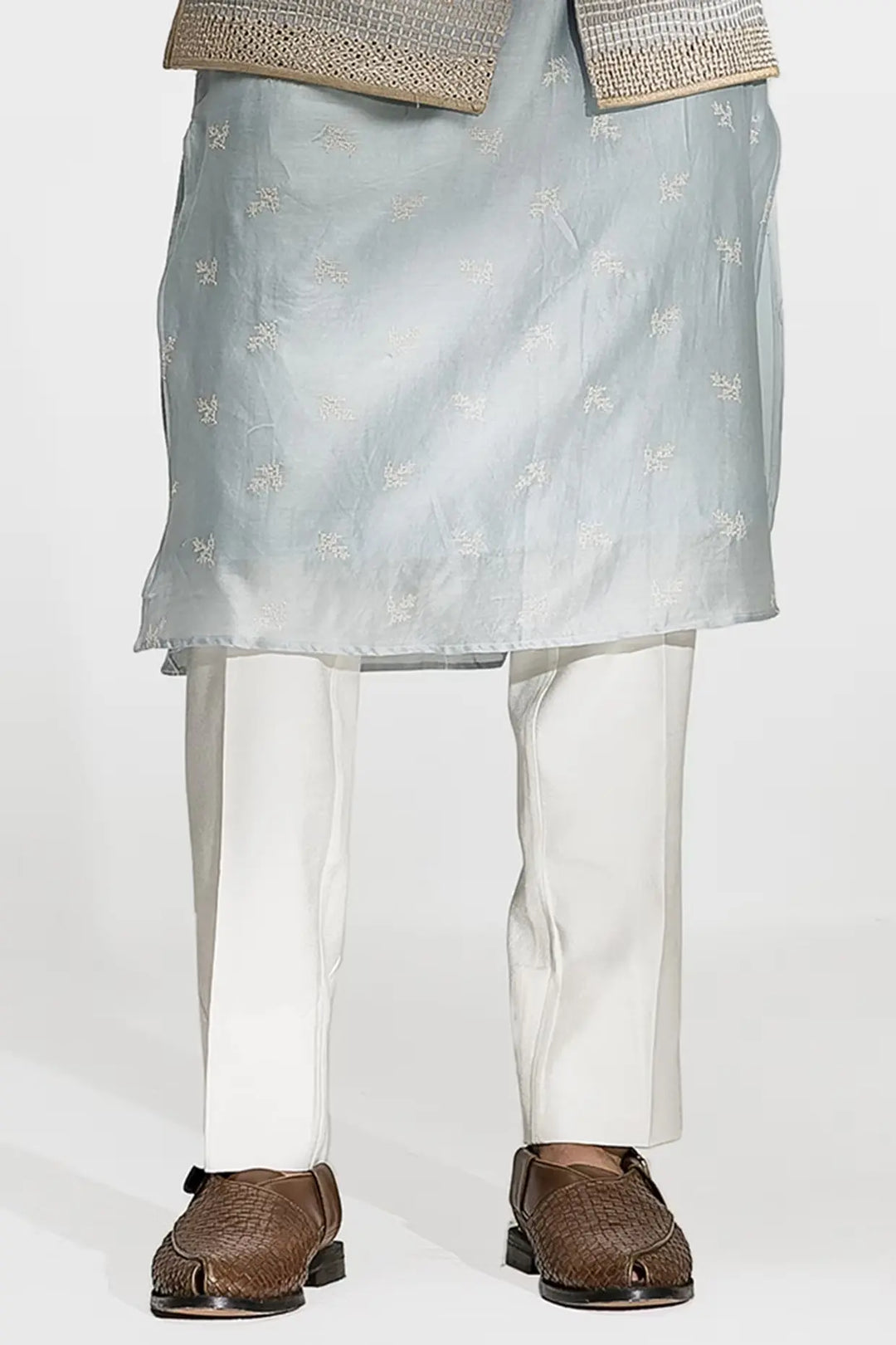 Ice Blue Sheesha Embroidery Bundi Set - Asuka Couture