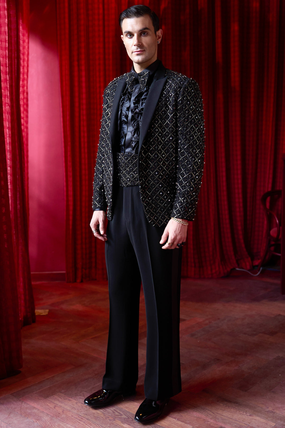 Midnight Nexus Embroidered Tuxedo Set