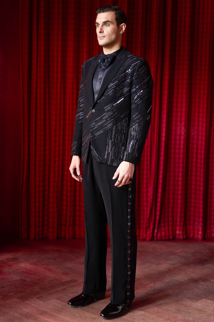 Aurora Noir Embroidered Tuxedo Set