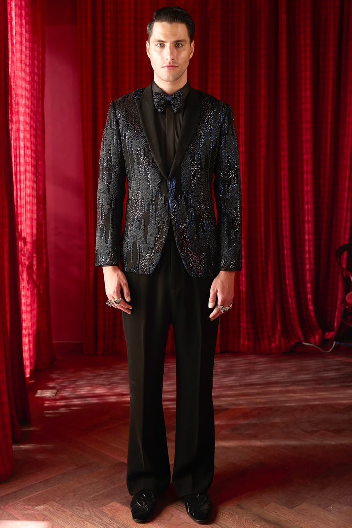 Nocturnal Glimmer Embroidered Tuxedo Set