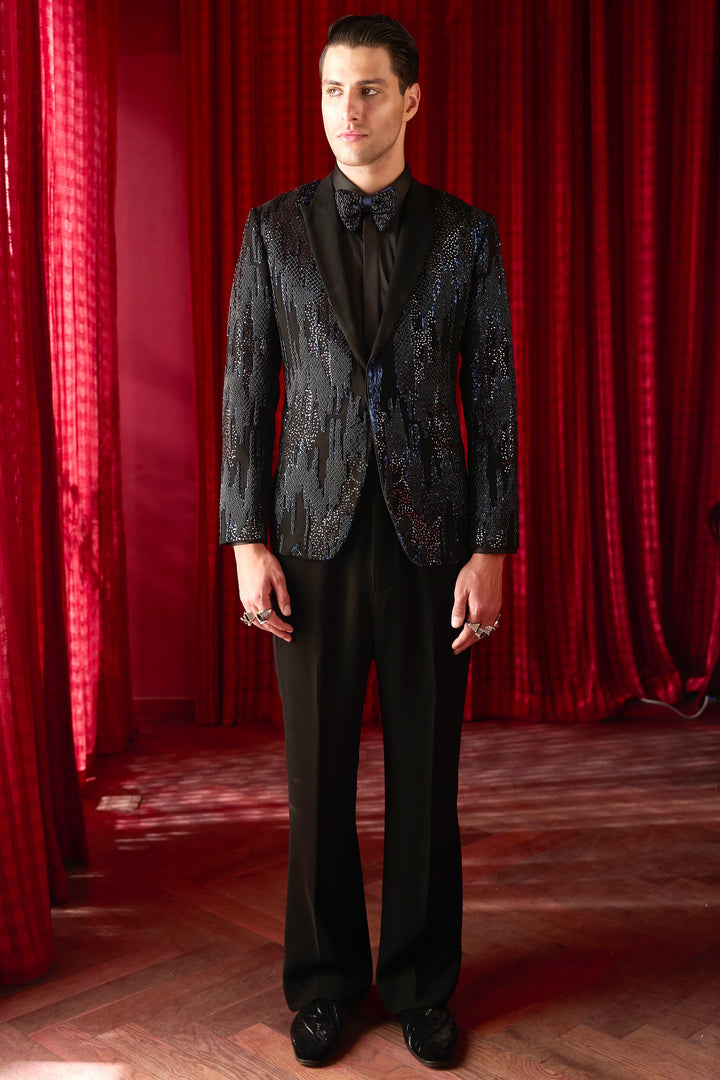 Nocturnal Glimmer Embroidered Tuxedo Set