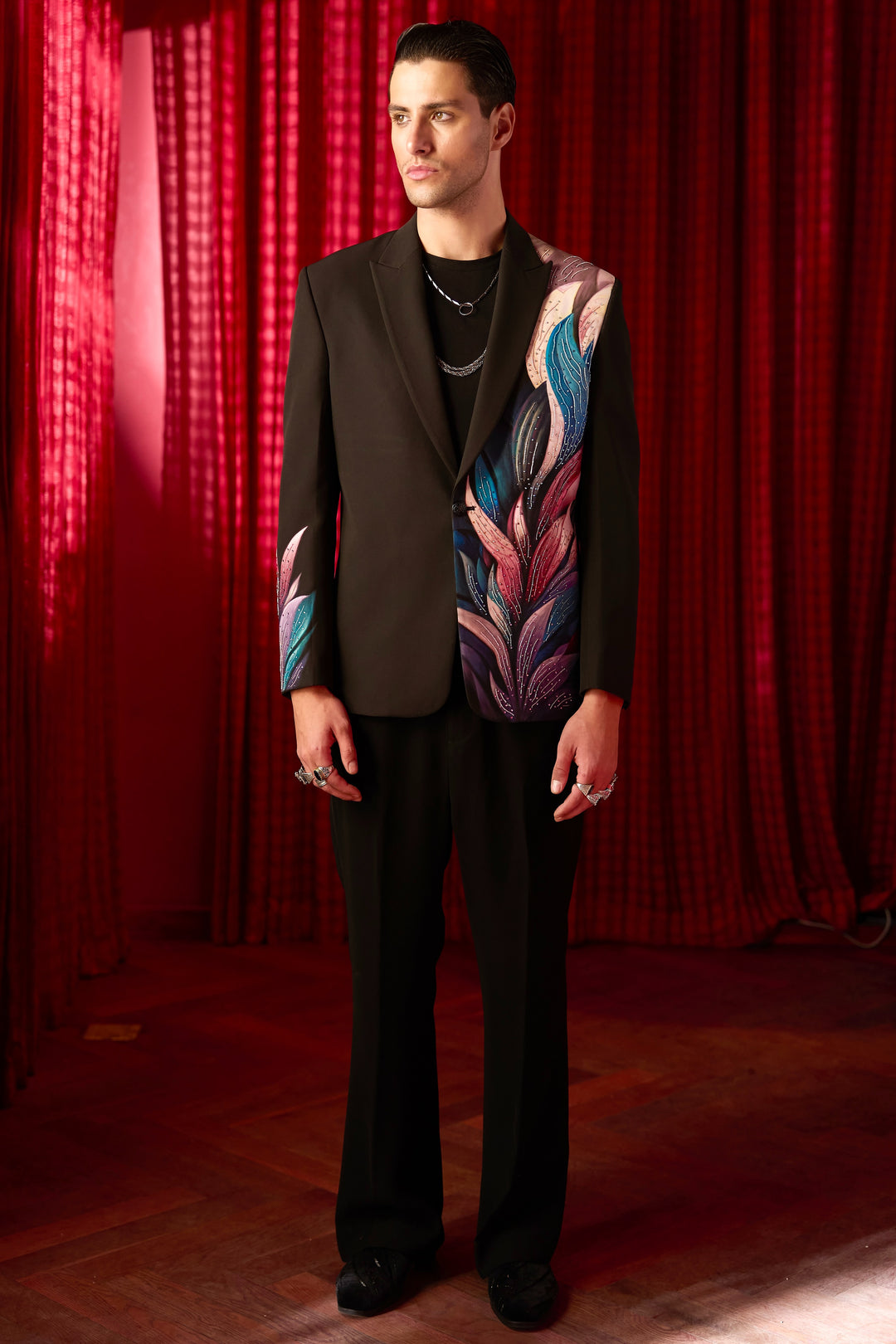 Starlight Plumage Embroidered Tuxedo Set