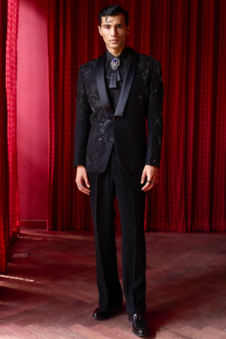 Celestial Edge Embroidered Tuxedo Set