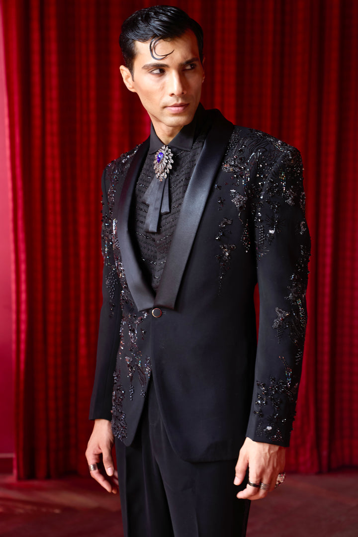 Celestial Edge Embroidered Tuxedo Set