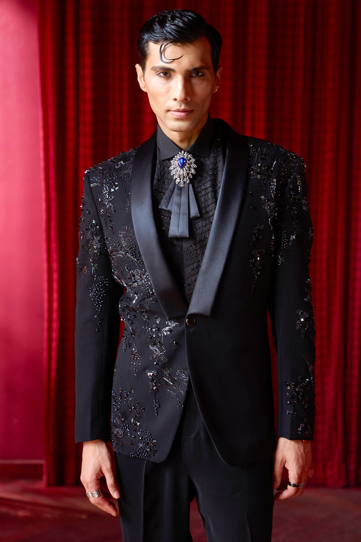 Celestial Edge Embroidered Tuxedo Set