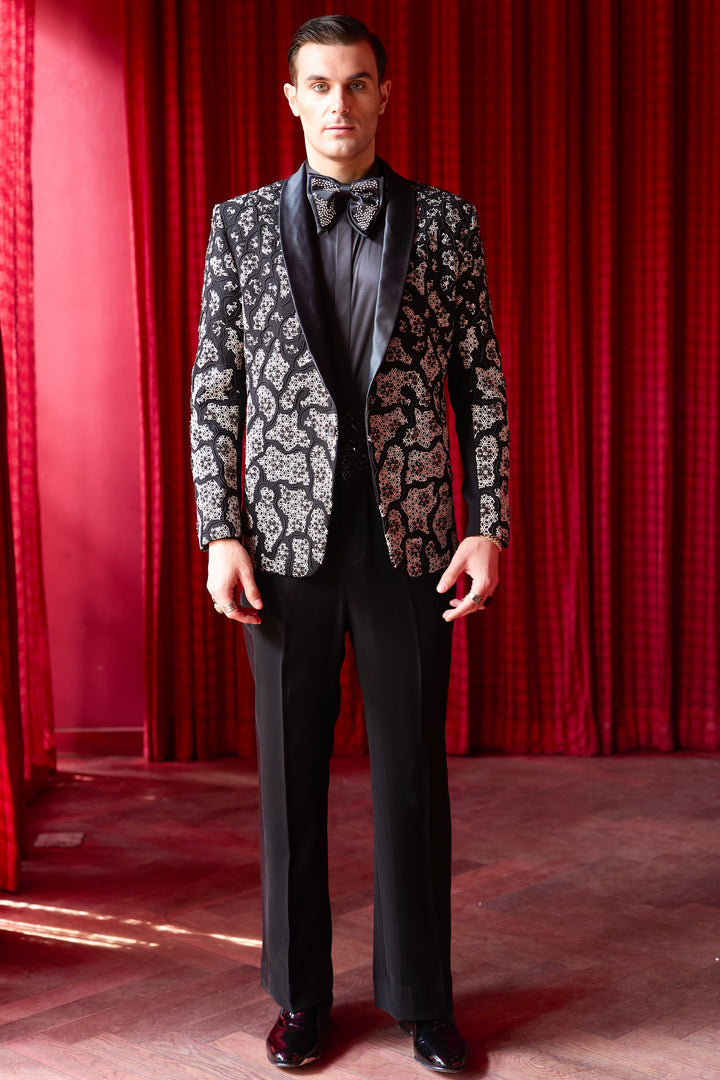 Nocturnal Bloom Embroidered Tuxedo Set