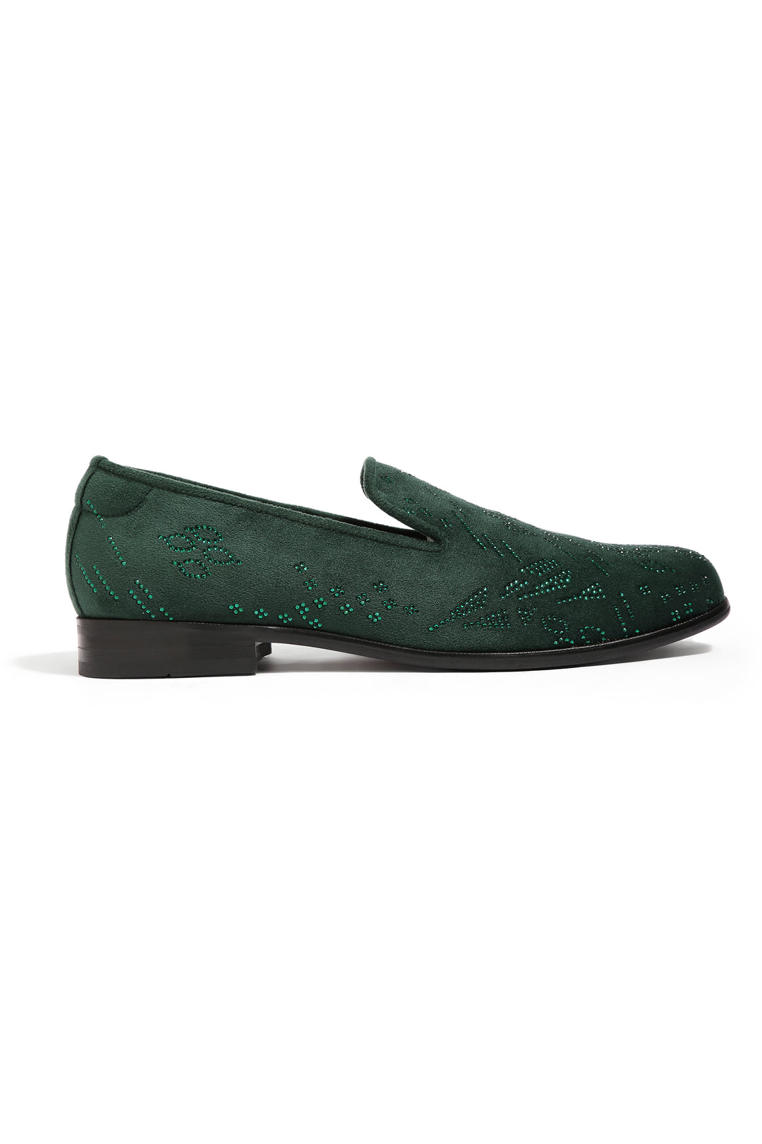 Emerald Eclipse Velvet Embroidered Shoes