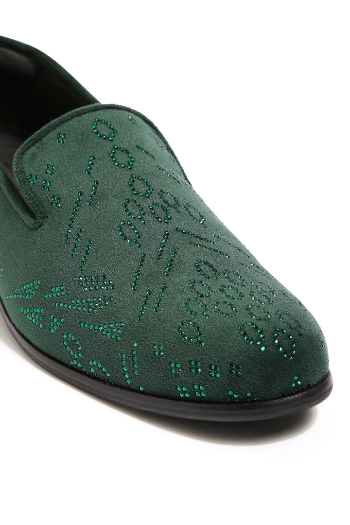 Emerald Eclipse Velvet Embroidered Shoes