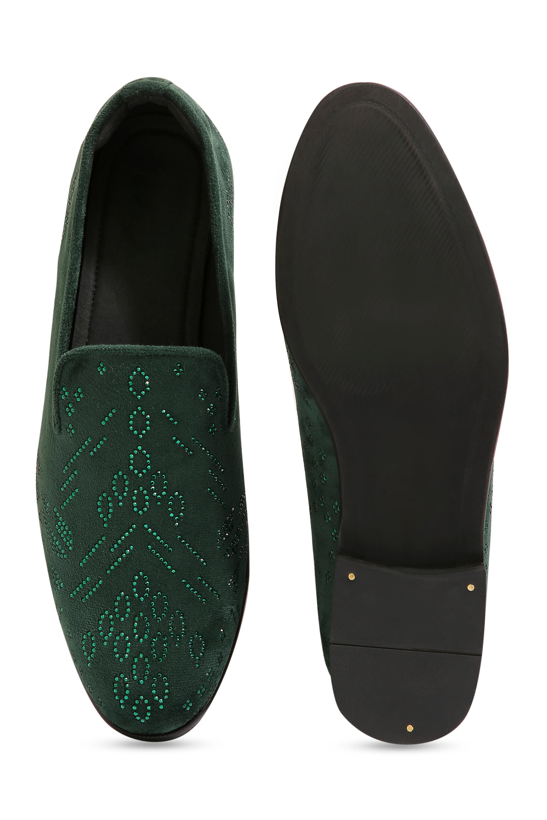 Emerald Eclipse Velvet Embroidered Shoes