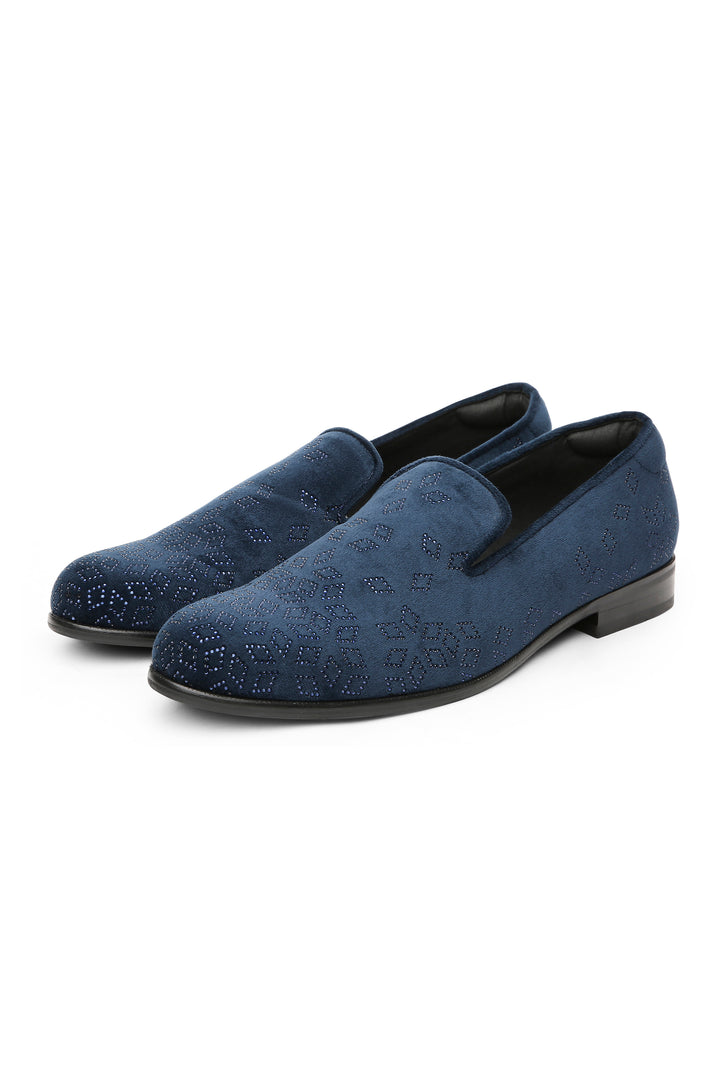 Azure Dreams Velvet Embroidered Shoes