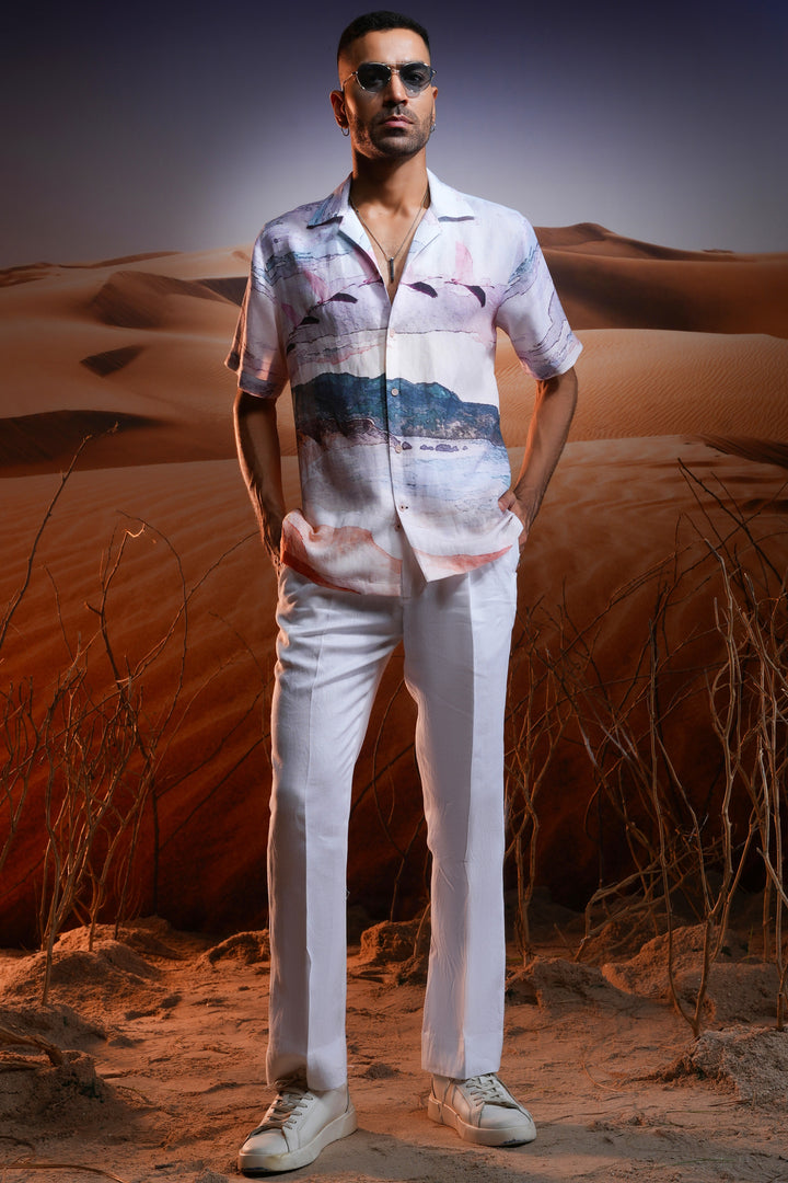 Savanah Mirage Printed Linen Cuban Shirt