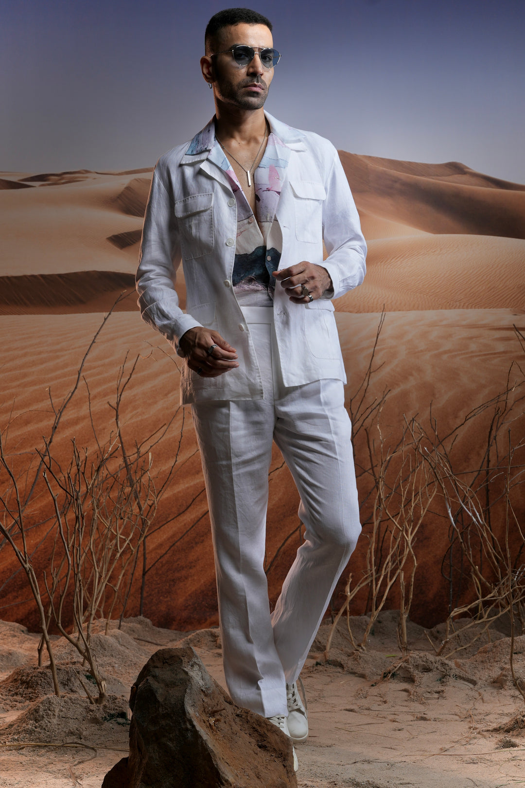 White Linen Safari Suit