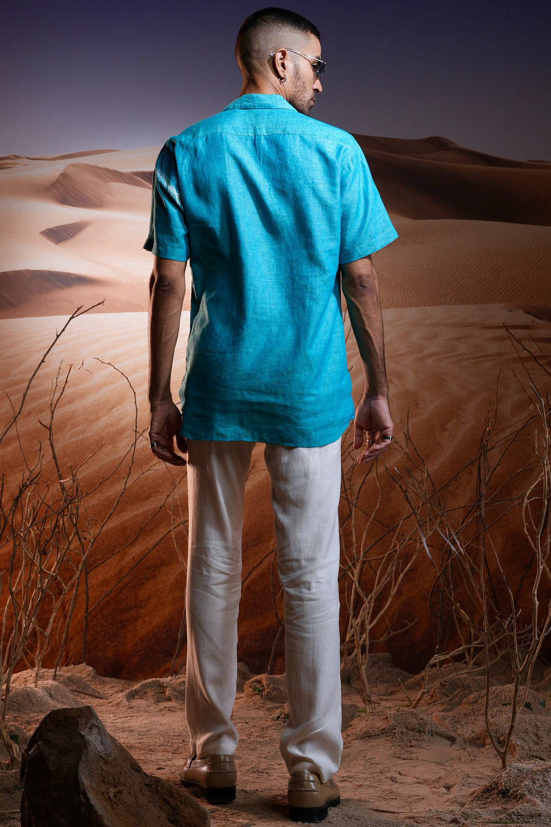 Aqua Mirage Hand-Painted Linen Shirt