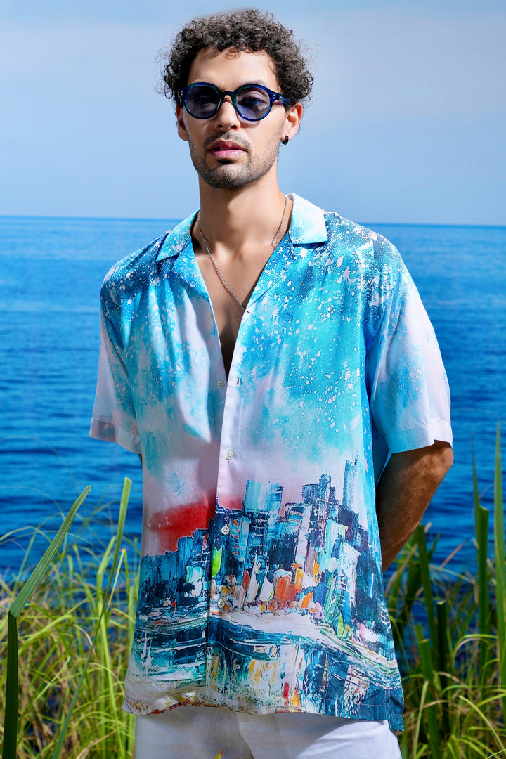 Summer Cityscape Linen Shirt