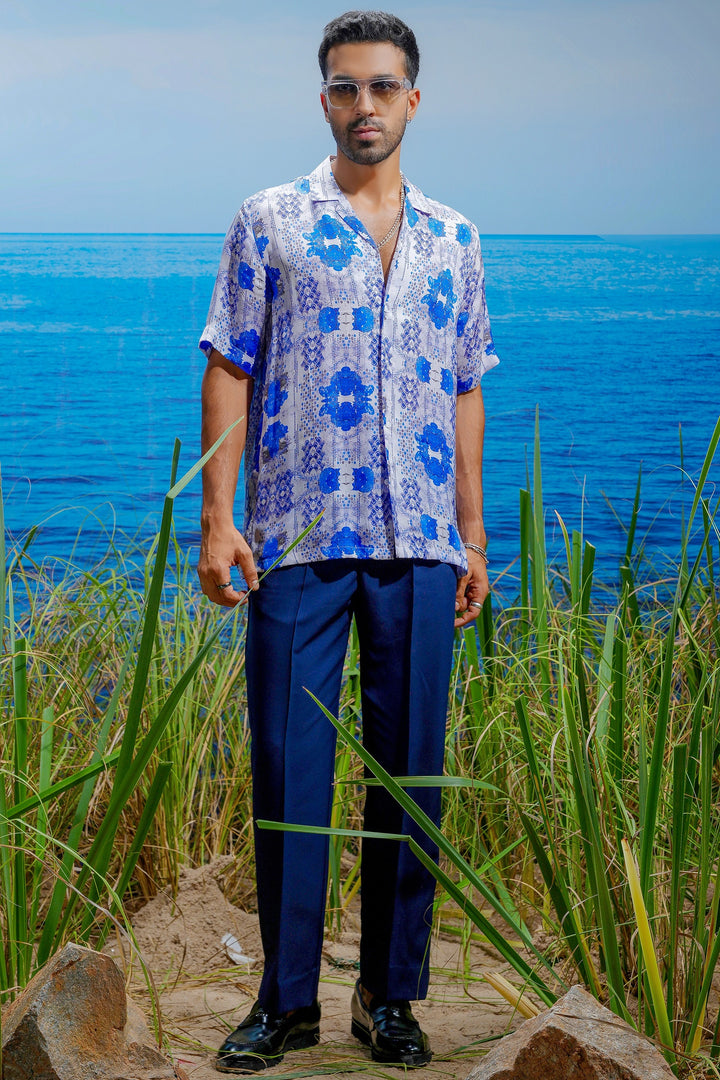 Indigo Riviera Habutai Silk Shirt