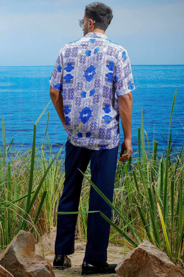 Indigo Riviera Habutai Silk Shirt