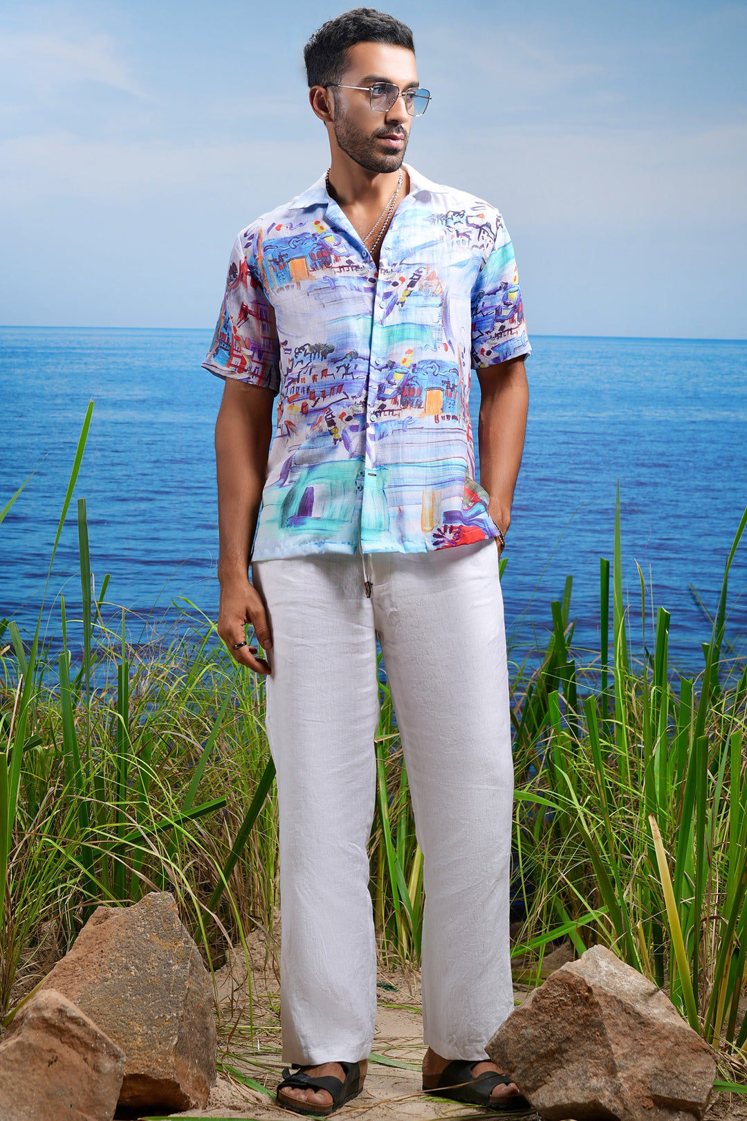 Amalfi Vista Linen Cuban Shirt
