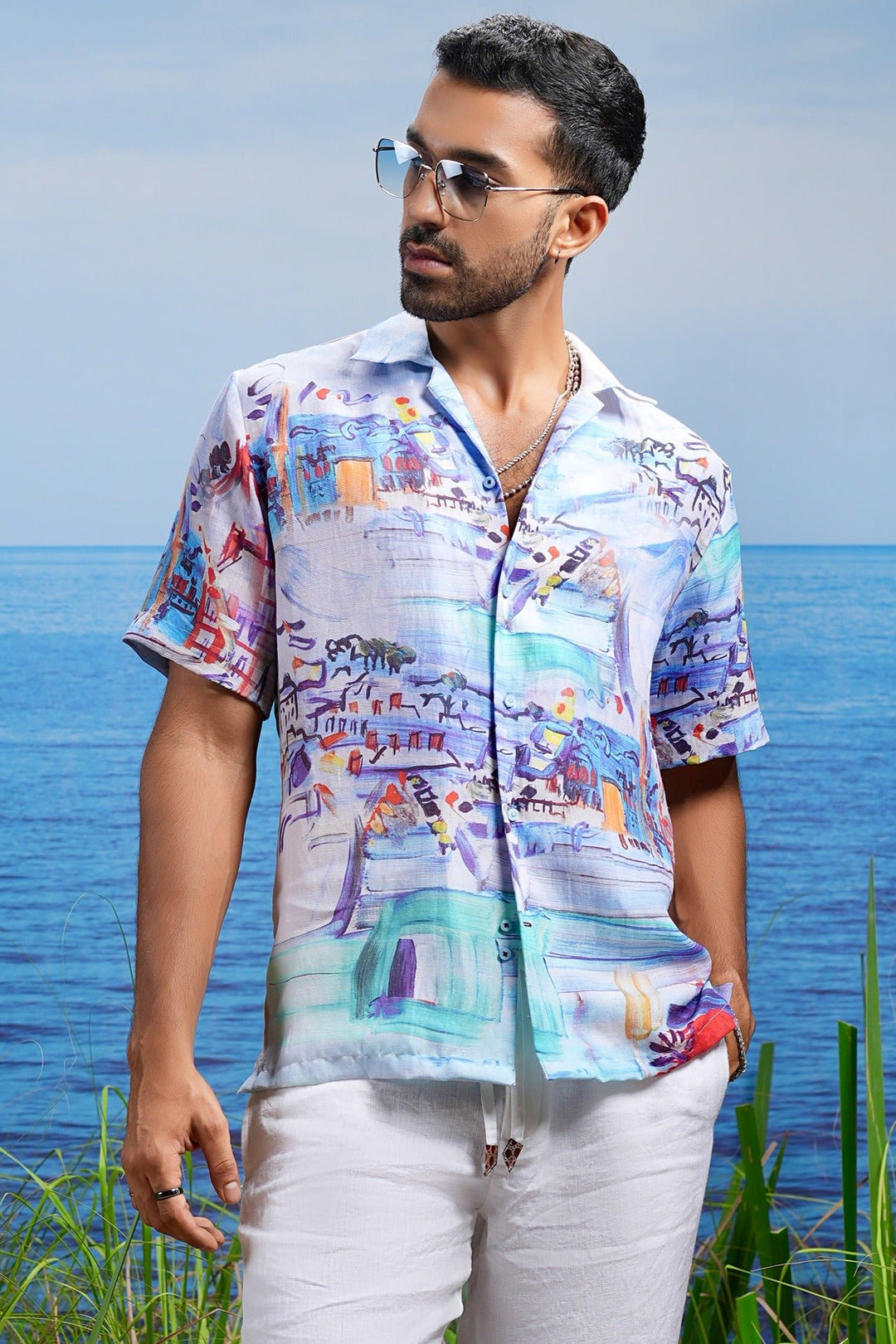 Amalfi Vista Linen Cuban Shirt