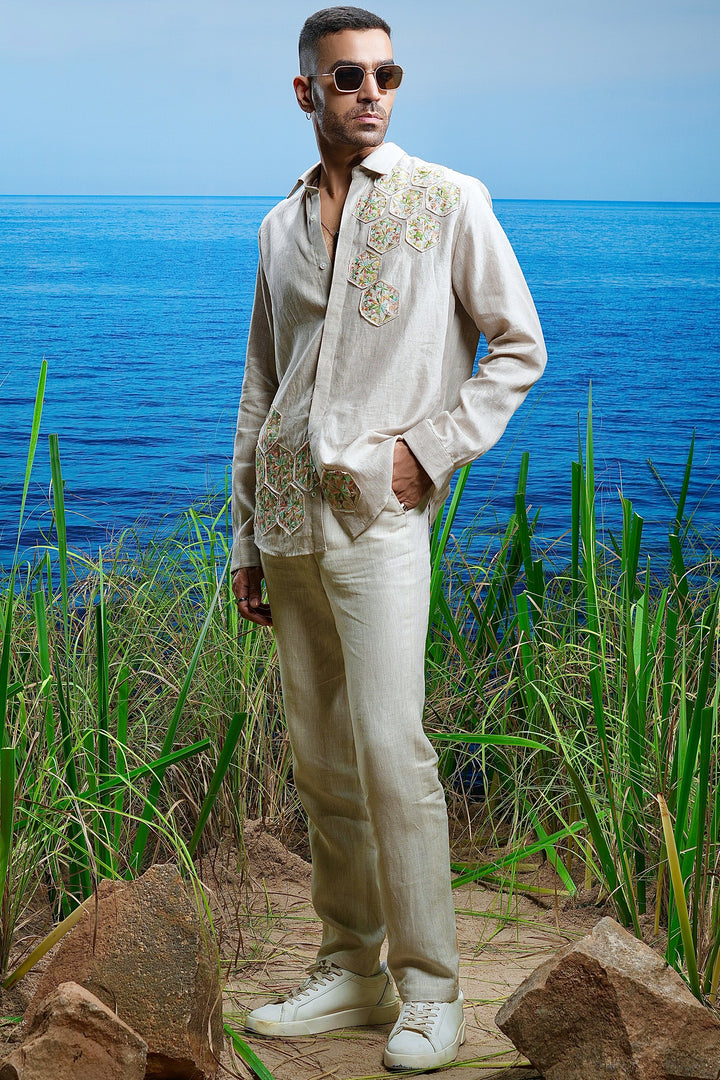 Sahara Petal Embroidered Linen Shirt