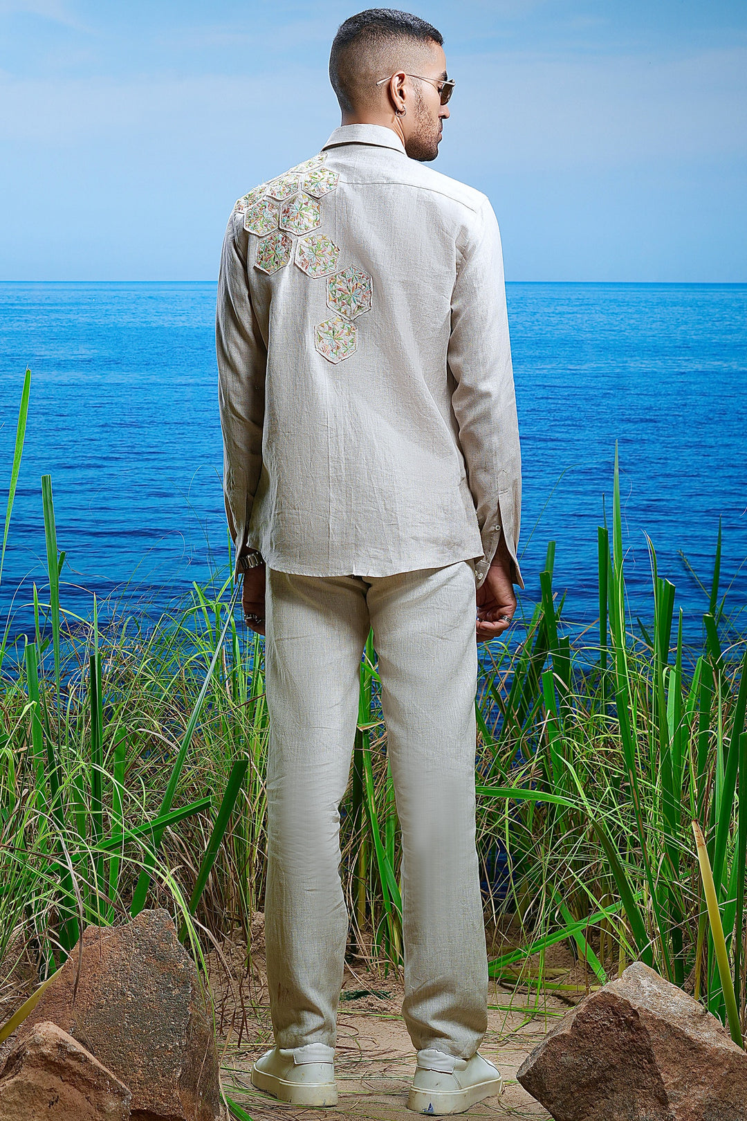 Sahara Petal Embroidered Linen Shirt