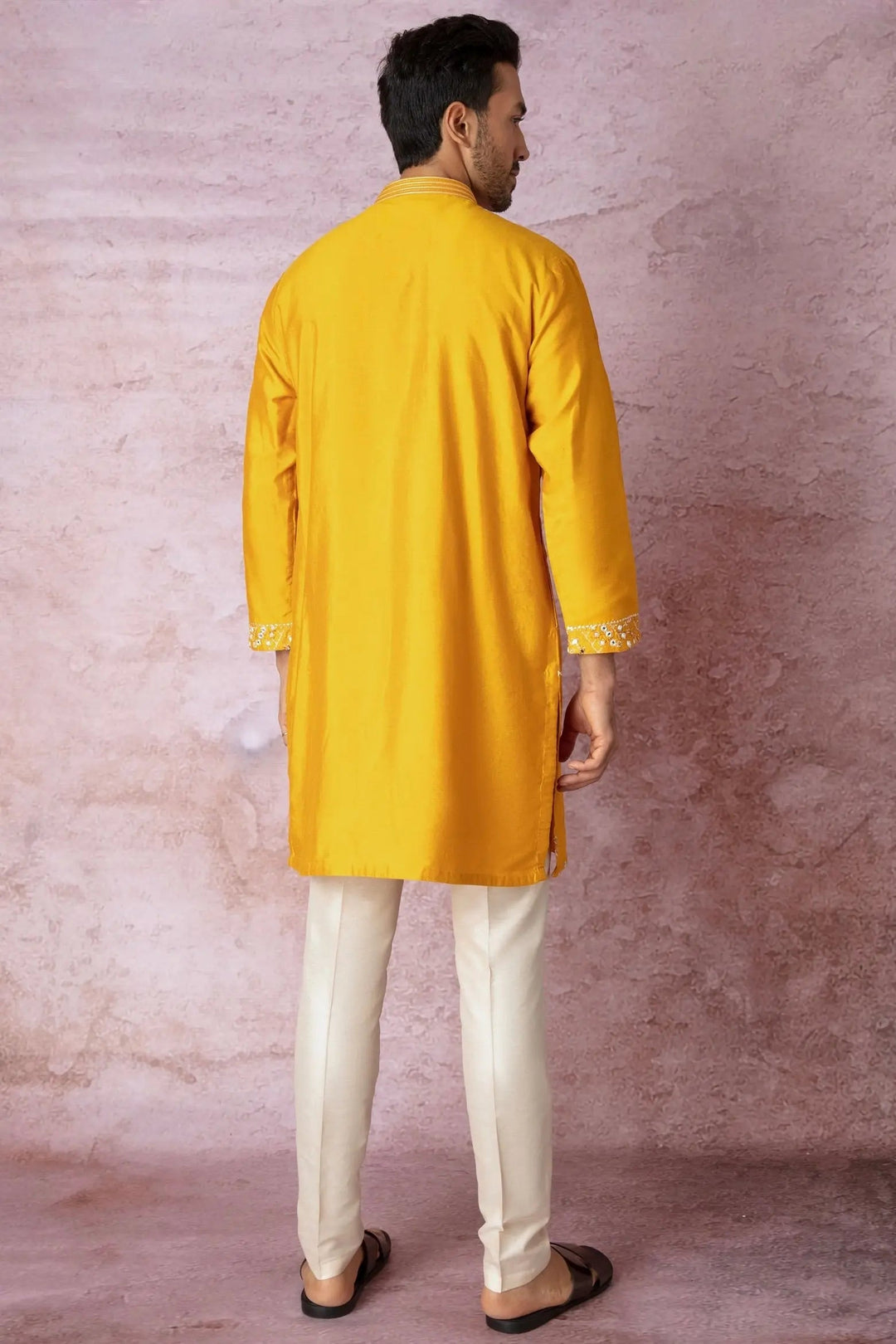 Mustard Mirror Work Marvel Kurta - Asuka Couture