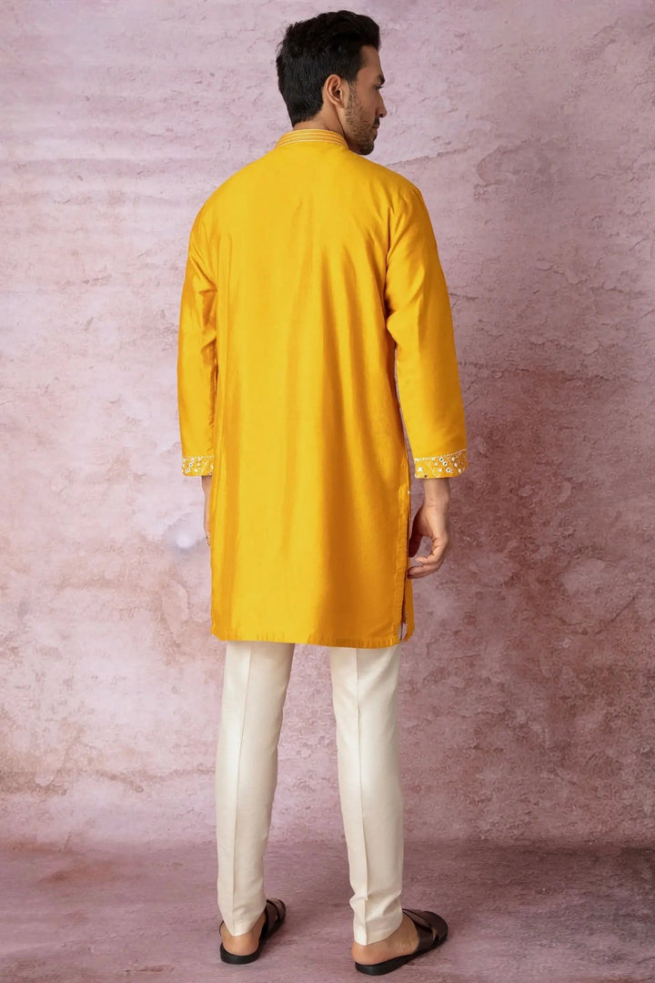 Mustard Mirror Work Marvel Kurta - Asuka Couture