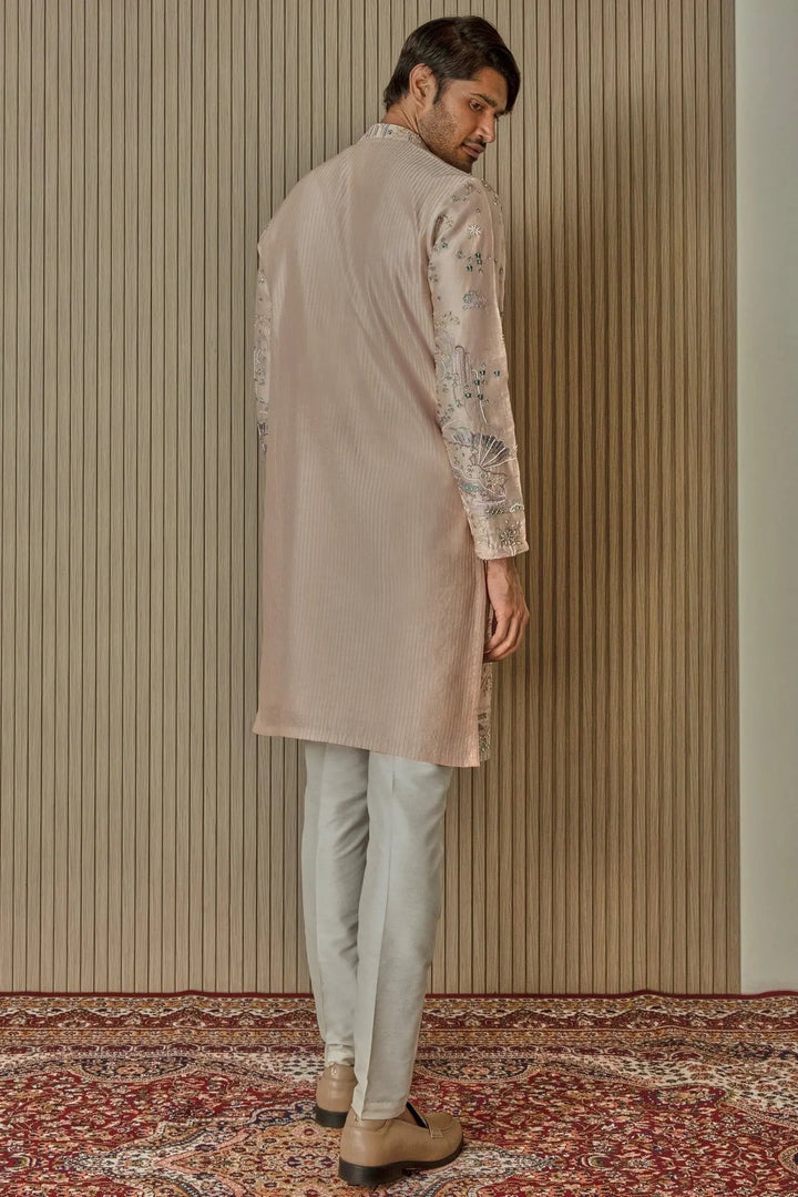 Peach Floral Extravaganza Chanderi Silk Kurta - Asuka Couture
