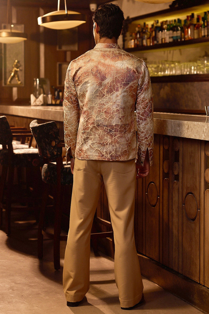 Gilded Earth Jacquard Cutdana Embroidered Bomber Jacket