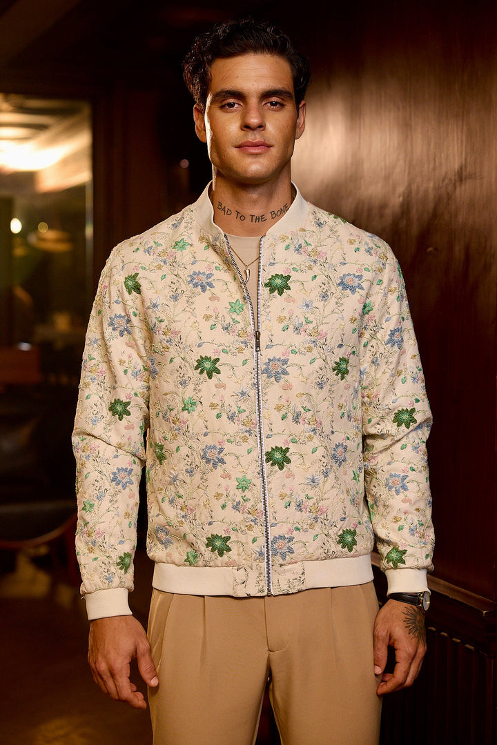 Eden Bloom Embroidered Floral Bomber Jacket