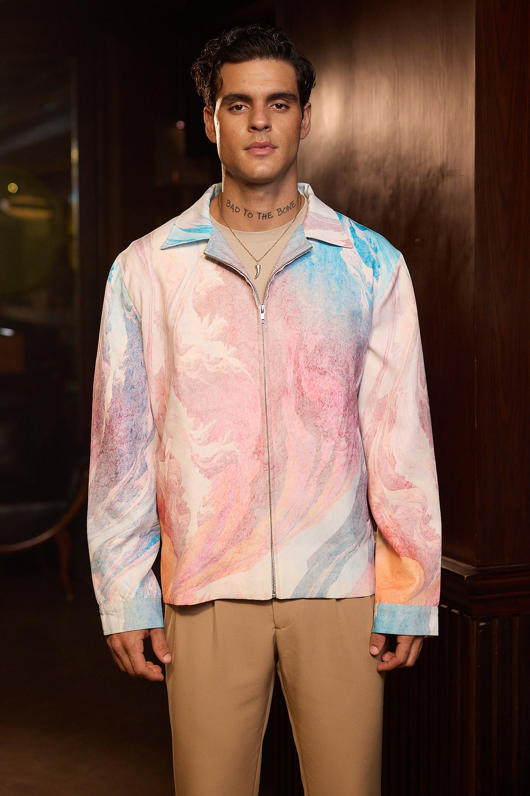 Kapil Sharma in Pastel Tide Printed Bomber Jacket