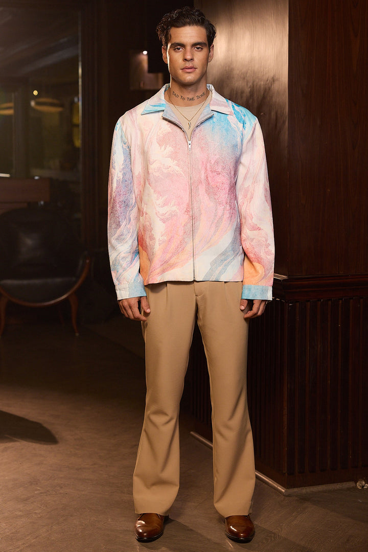 Pastel Tide Printed Bomber Jacket