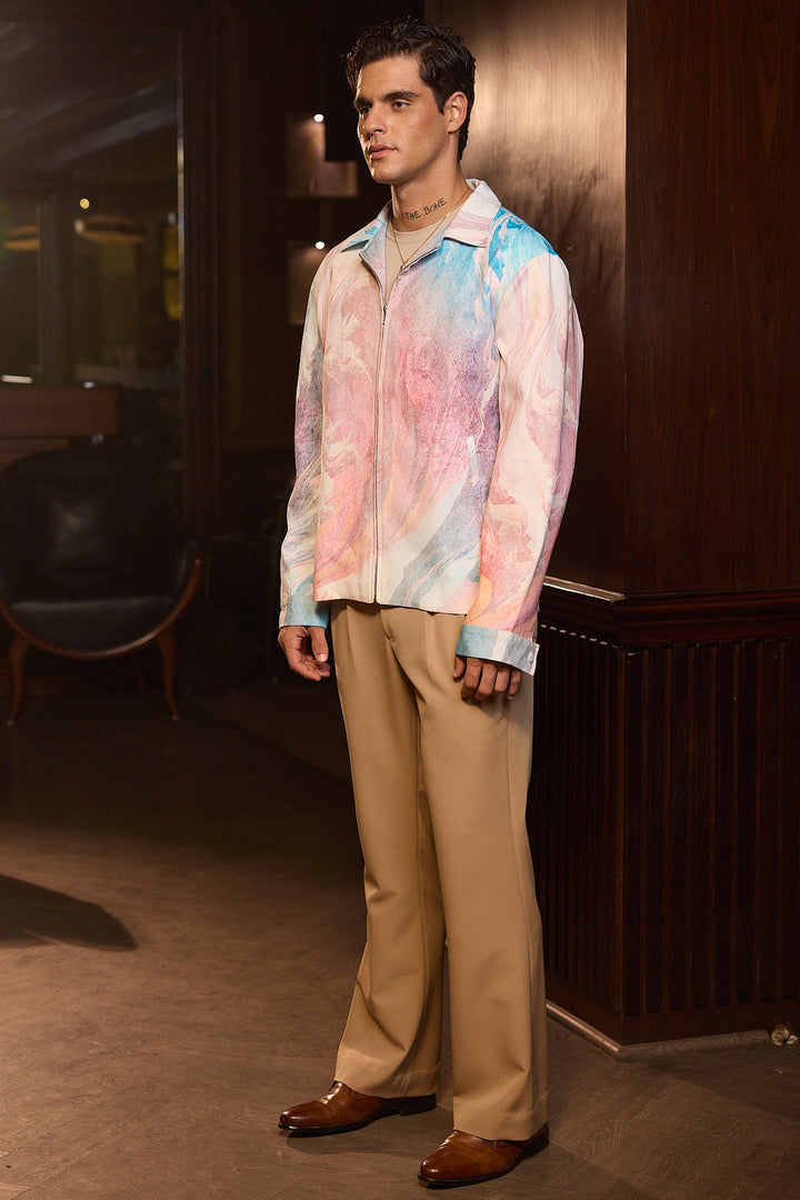 Pastel Tide Printed Bomber Jacket