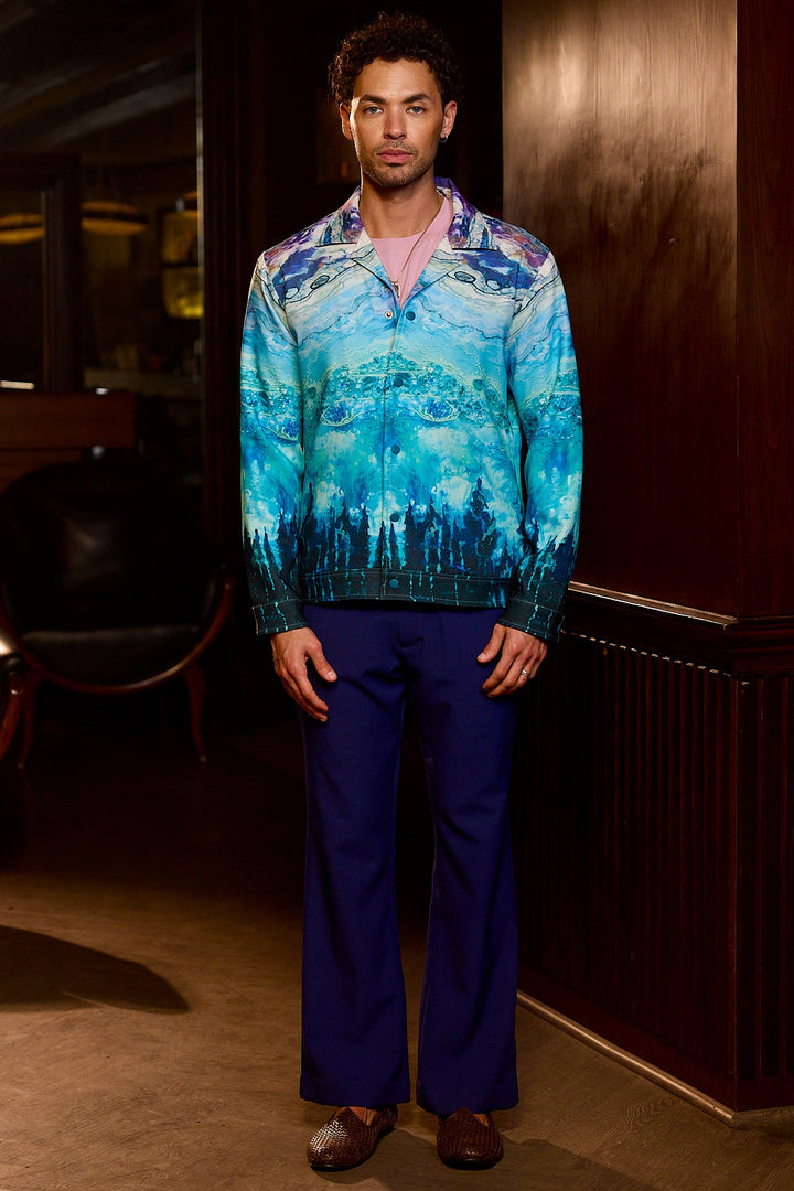 Crystal Lagoon Printed Linen Shacket