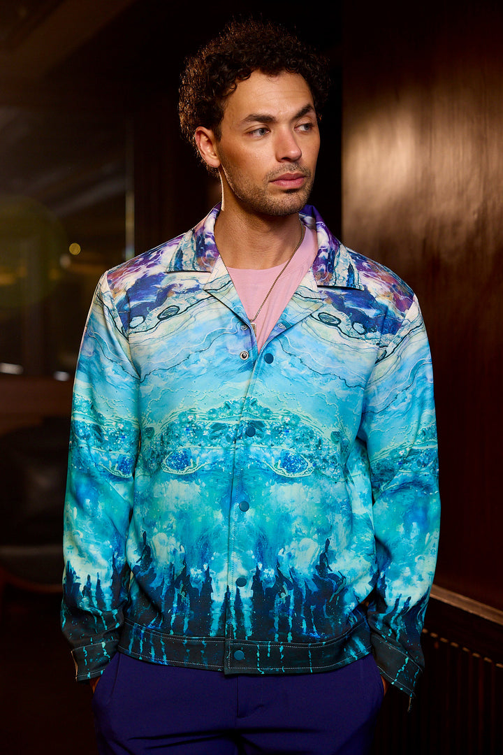 Crystal Lagoon Printed Linen Shacket