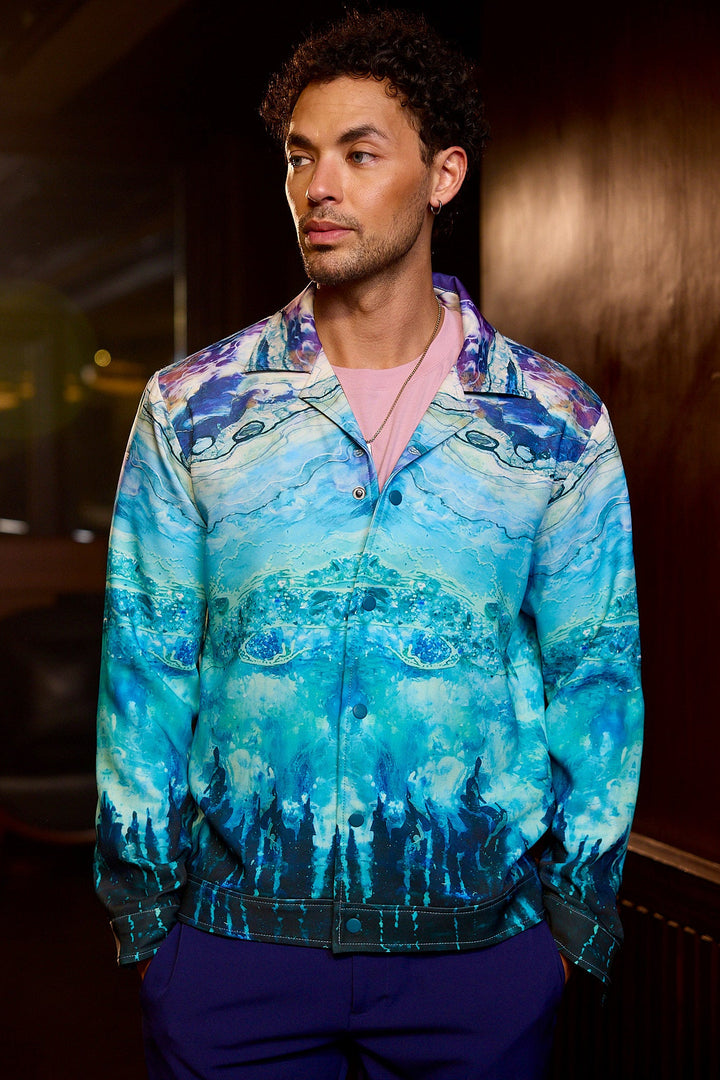 Crystal Lagoon Printed Linen Shacket