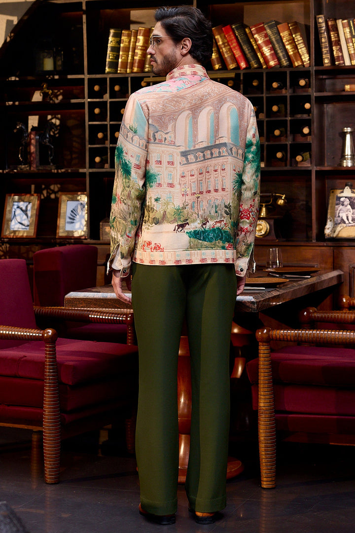 Noble Stride Printed Corduroy Bomber Jacket