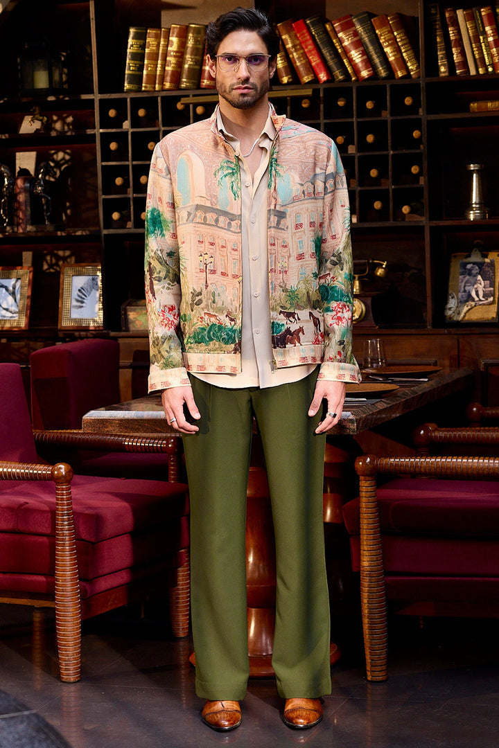 Noble Stride Printed Corduroy Bomber Jacket