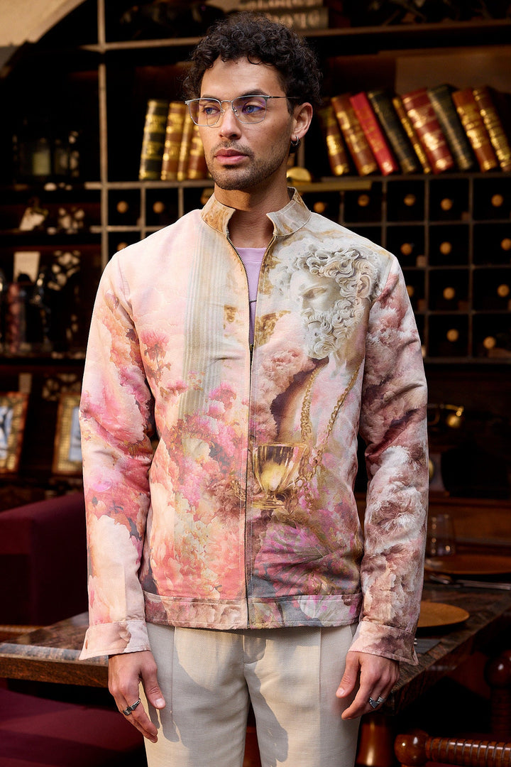 Marble Muse Printed Suede Bomber Jacket