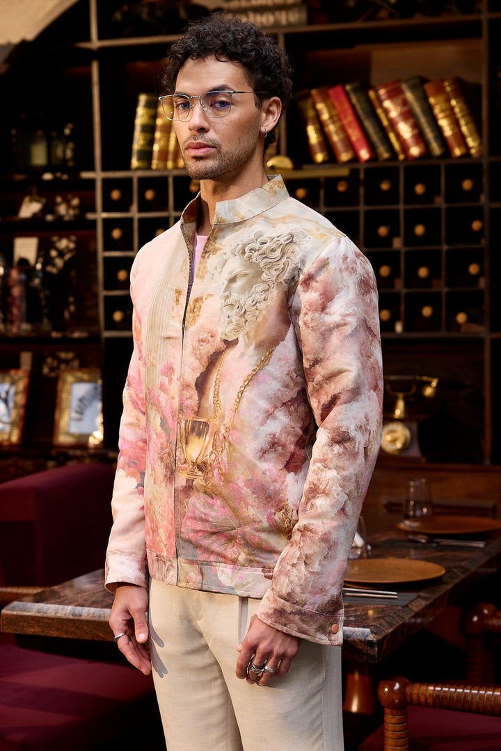 Marble Muse Printed Suede Bomber Jacket