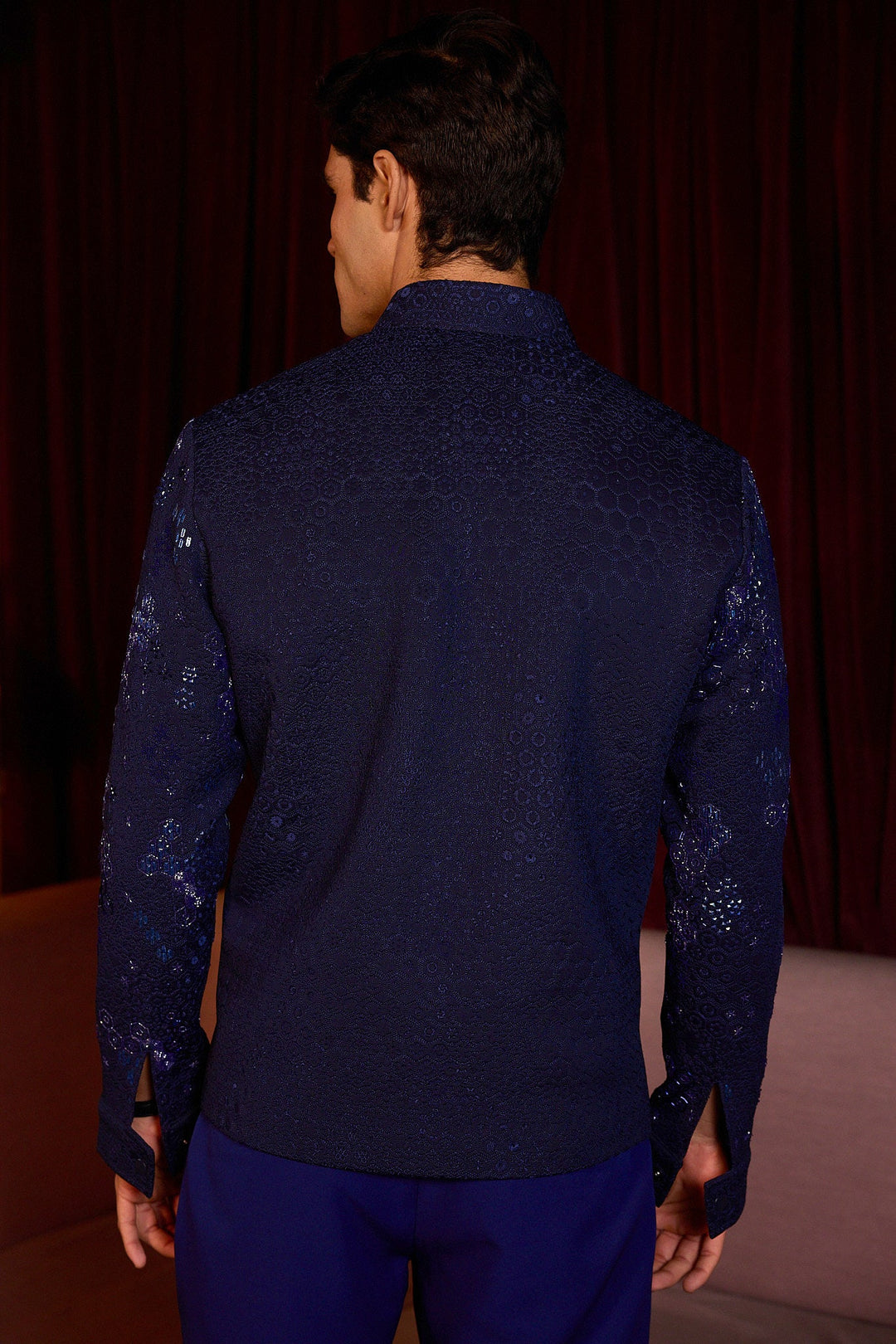 Opulent Dusk Hand Embroidered Cutdana Resham Velvet Jacket