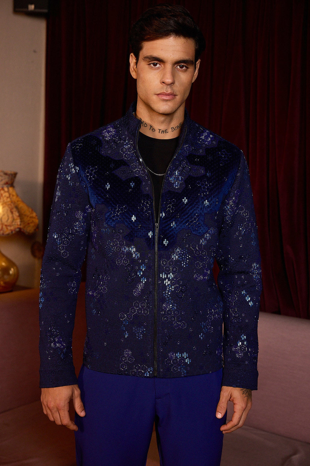 Opulent Dusk Hand Embroidered Cutdana Resham Velvet Jacket