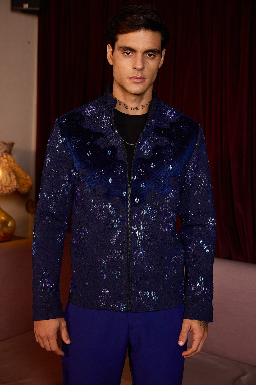 Opulent Dusk Hand Embroidered Cutdana Resham Velvet Jacket