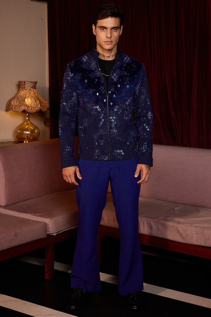 Opulent Dusk Hand Embroidered Cutdana Resham Velvet Jacket