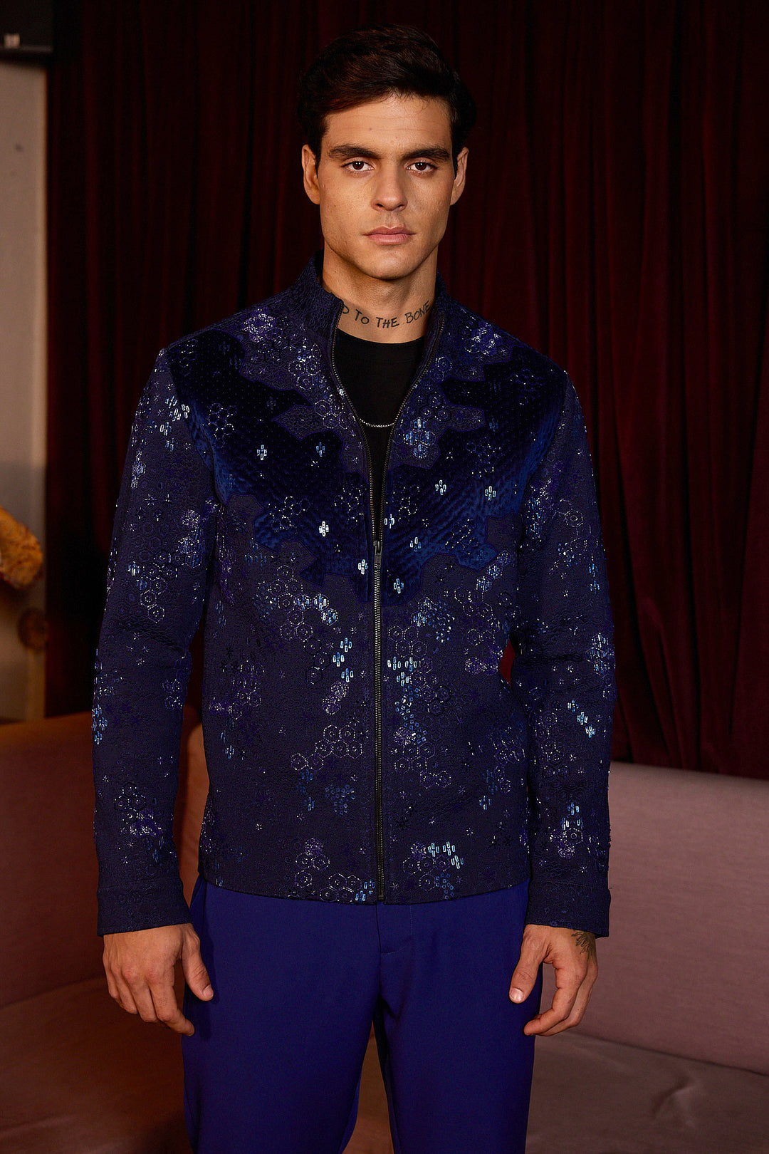 Opulent Dusk Hand Embroidered Cutdana Resham Velvet Jacket