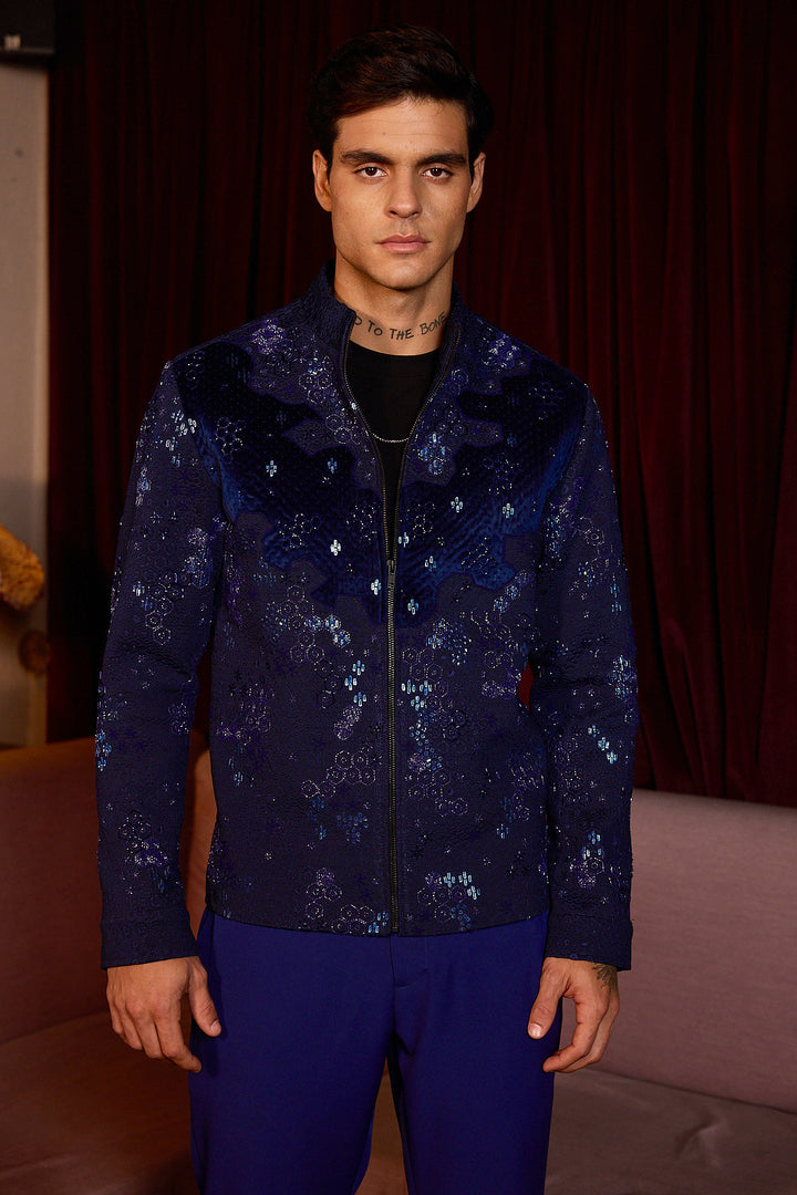 Opulent Dusk Hand Embroidered Cutdana Resham Velvet Jacket