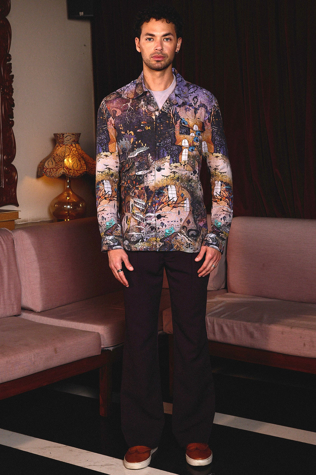 Kapil Sharma in Violet Reverie Printed Linen Shacket